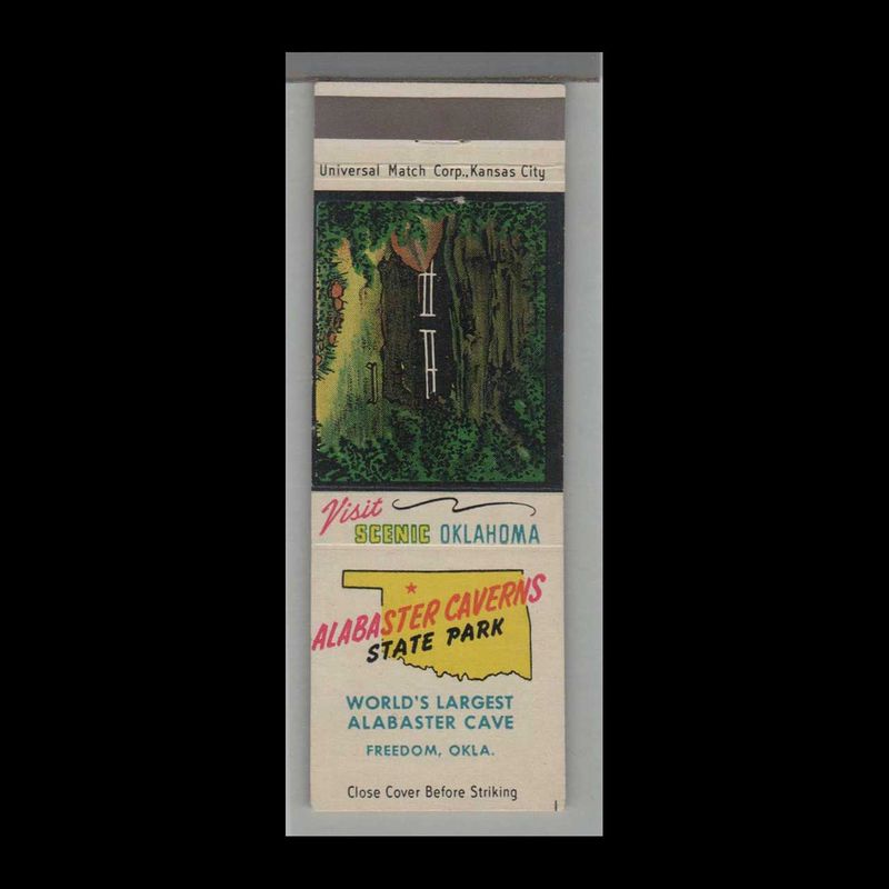 Oklahoma State Park - Alabaster Caverns State Park Freedom, OK Vintage Matchbook Advertising Cover