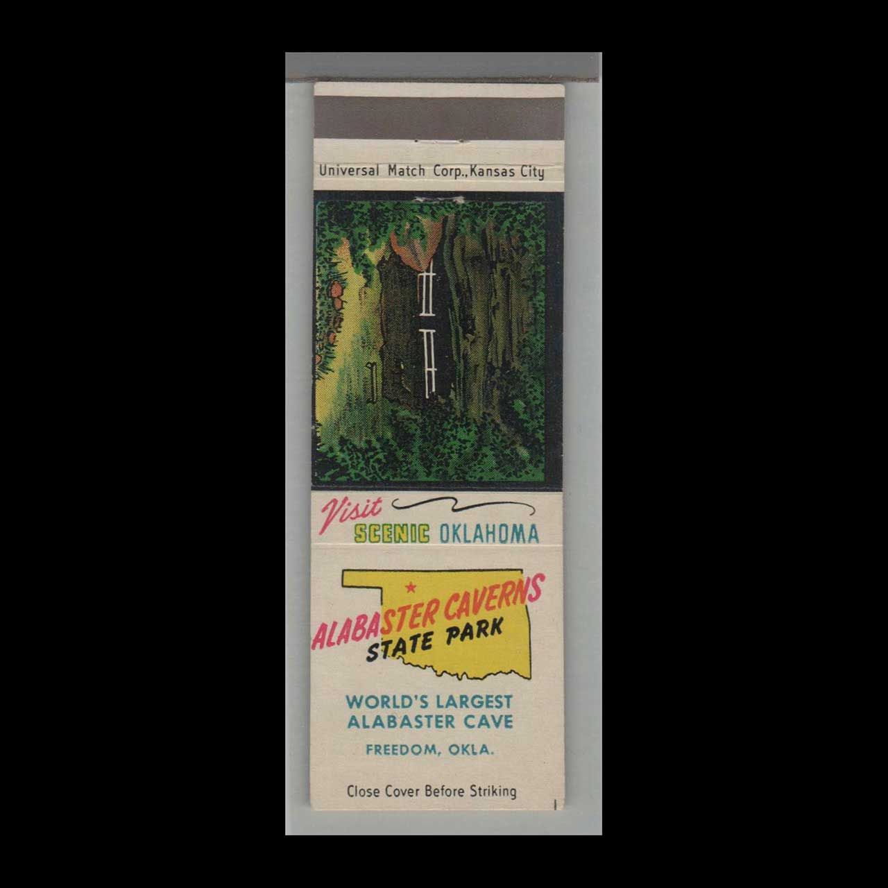 Oklahoma State Park - Alabaster Caverns State Park Freedom, OK Vintage Matchbook Advertising Cover