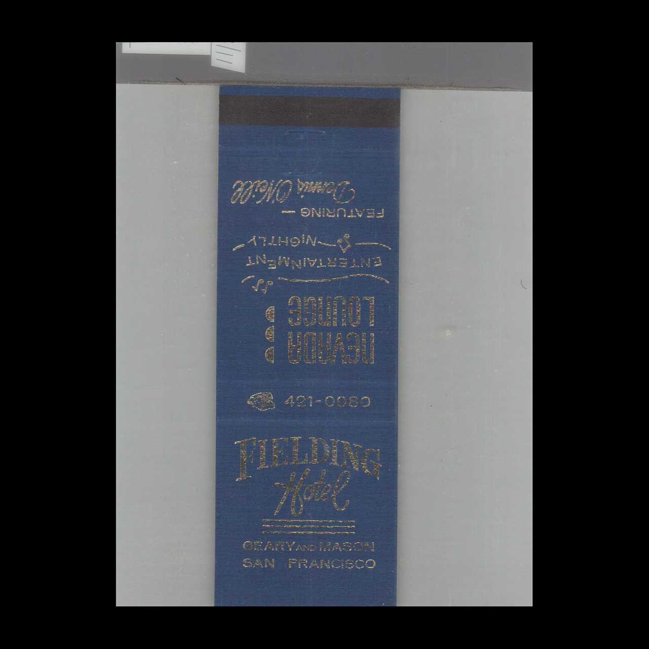 Fielding Hotel San Francisco, CA Vintage Matchbook Advertising Cover
