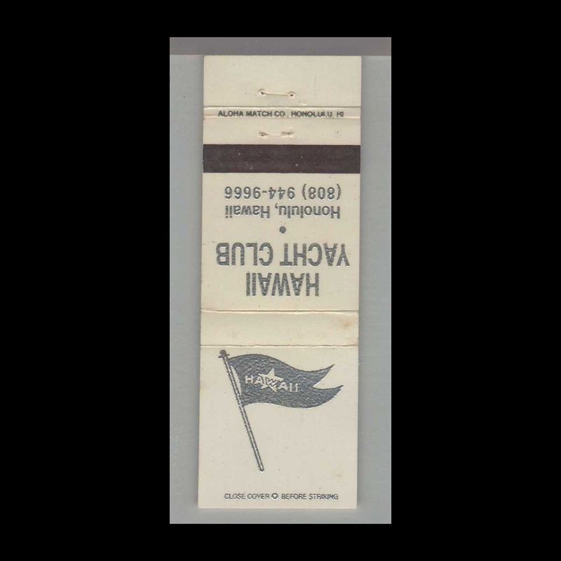 Hawaii Hawaii Yacht Club Honolulu, HI Vintage Matchbook Advertising Cover