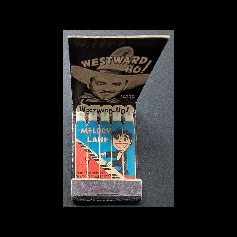 Feature Matchbook Full Book Melody Lane Bar Of Music San Francisco, CA Vintage Matchbook Advertising Cover