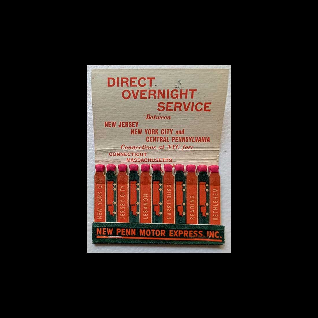 Feature Matchbook Full Book New Penn Motor Express Truck Line Lebanon, PA Vintage Matchbook Advertising Cover