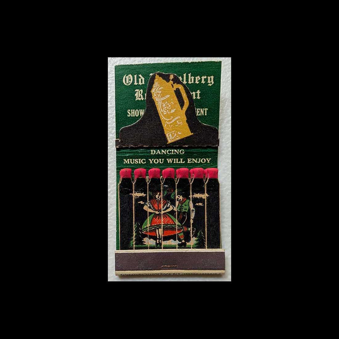 Feature Matchbook Full Book Display Old Heidelberg Restaurant Hallandale, FL Vintage Matchbook Advertising Cover