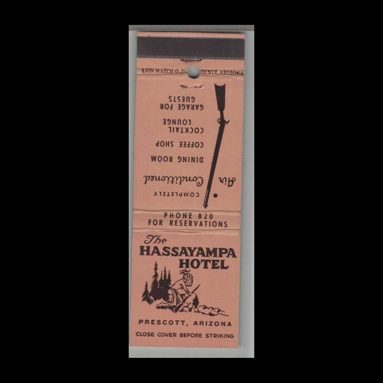 Vintage Hotel Hassayampa Hotel Prescott, AZ Vintage Matchbook Advertising Cover