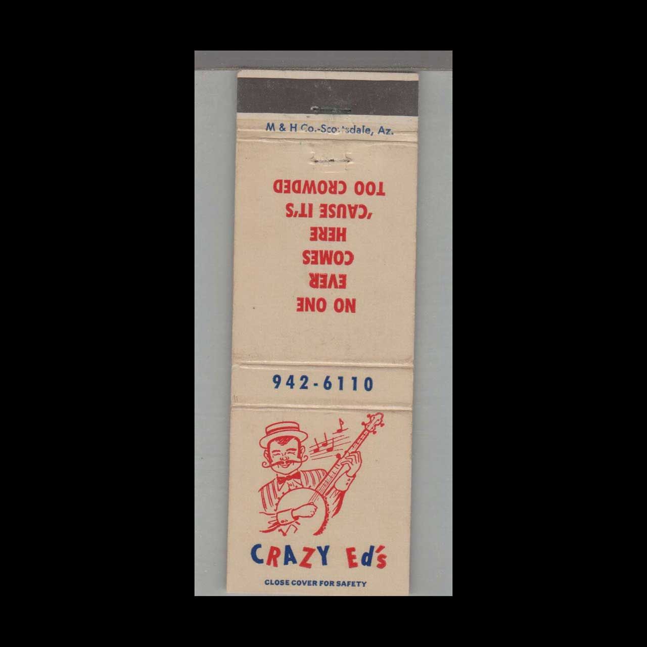Music Related -  Crazy Ed&#39;s Melodrama Phoenix, AZ Vintage Matchbook Advertising Cover