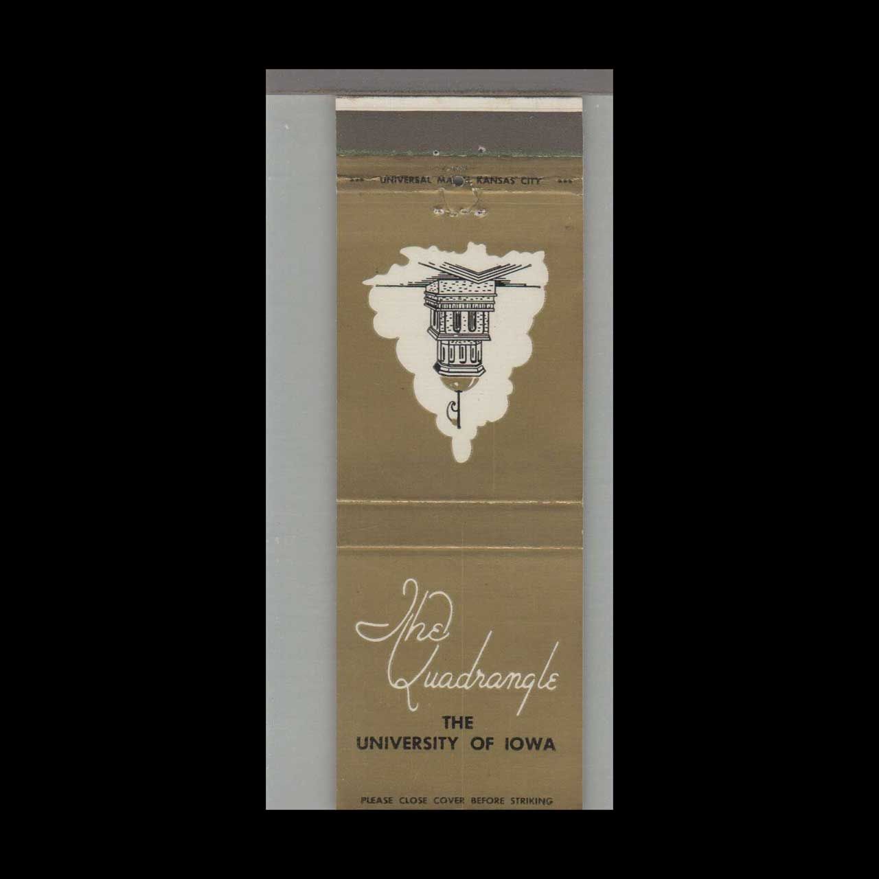 College - University- The Quadrangle University of Iowa Vintage Matchbook Advertising Cover