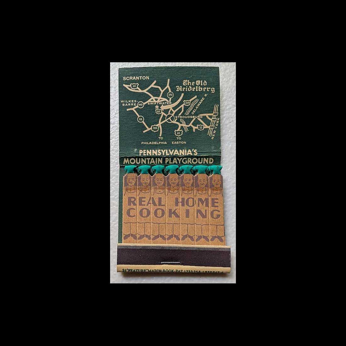 Feature Matchbook Full Book The Old Heidelberg Restaurant Swiftwater, PA Vintage Matchbook Advertising Cover