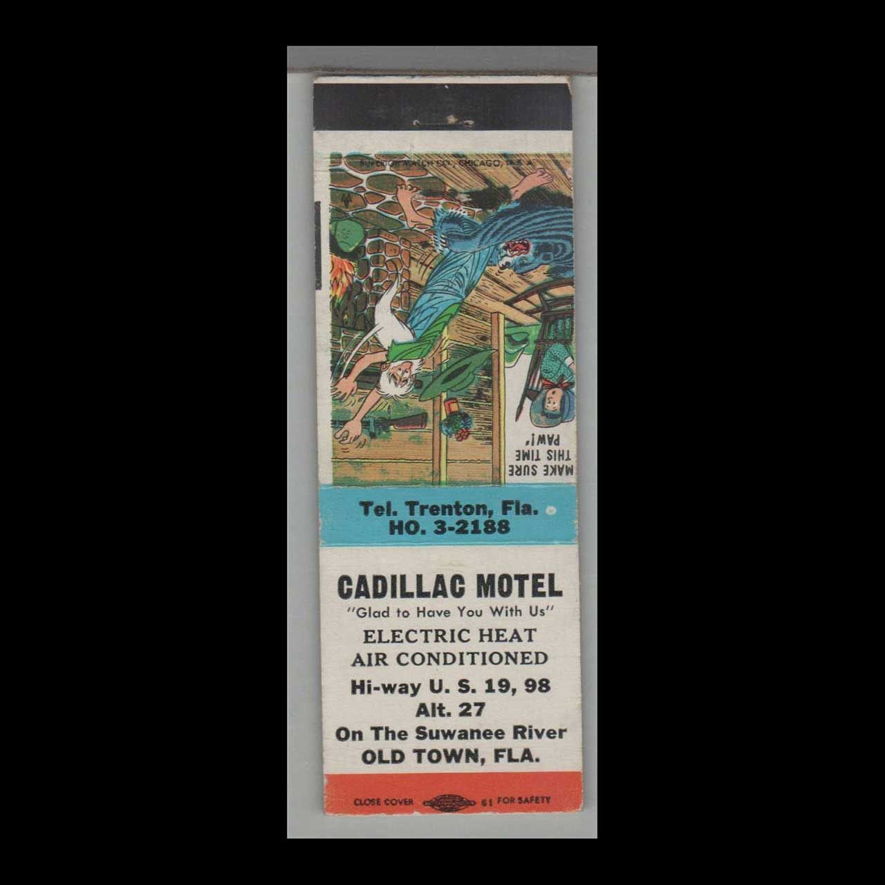 Cadillac Motel Old Town, FL Vintage Matchbook Advertising Cover