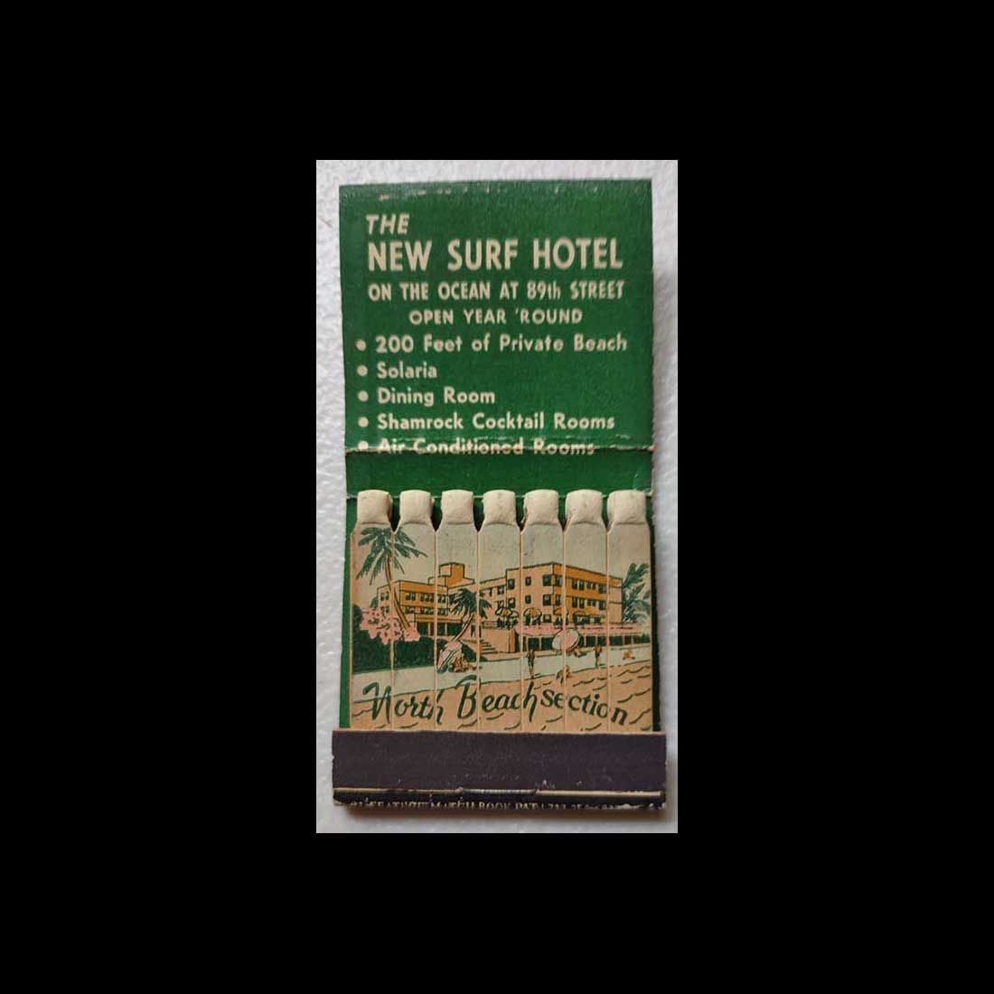 Full Vintage Feature Matchbook The New Surf Hotel Miami Beach, FL Vintage Matchbook Advertising Cover