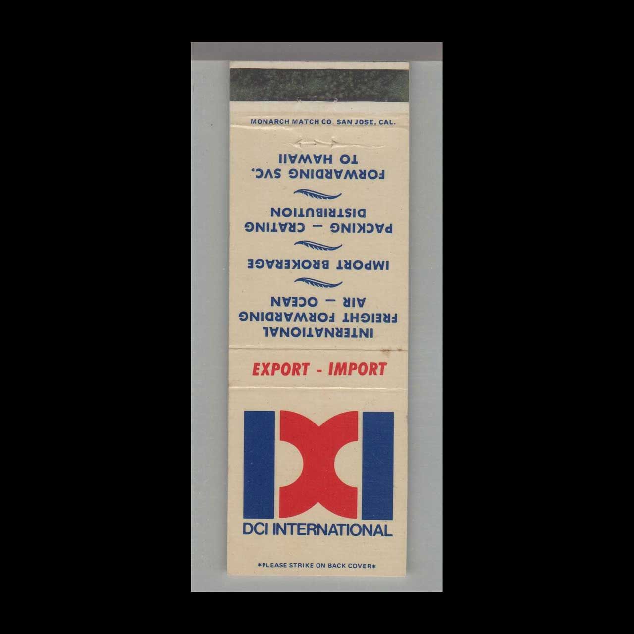 Hawaii DCI International Import-Export Vintage Matchbook Advertising Cover