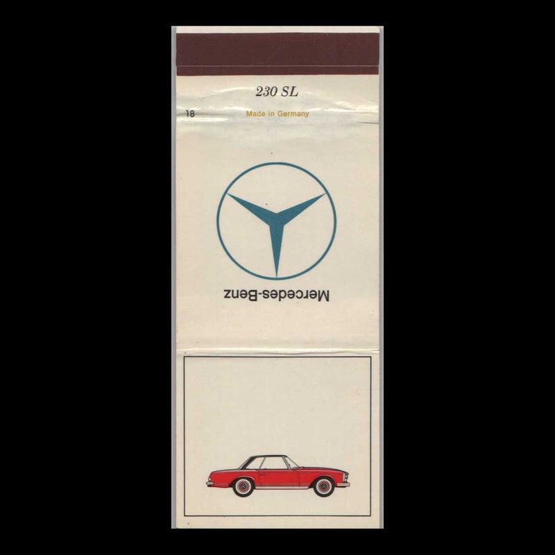 Vintage Mercedes Benz 230 SL Vintage Matchbook Advertising Cover
