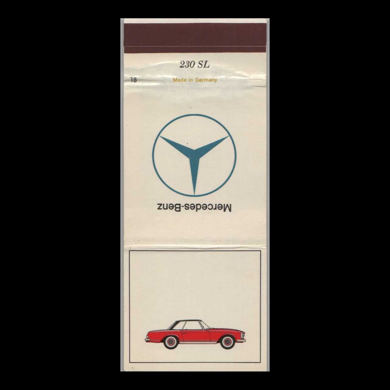 Vintage Mercedes Benz 230 SL Vintage Matchbook Advertising Cover