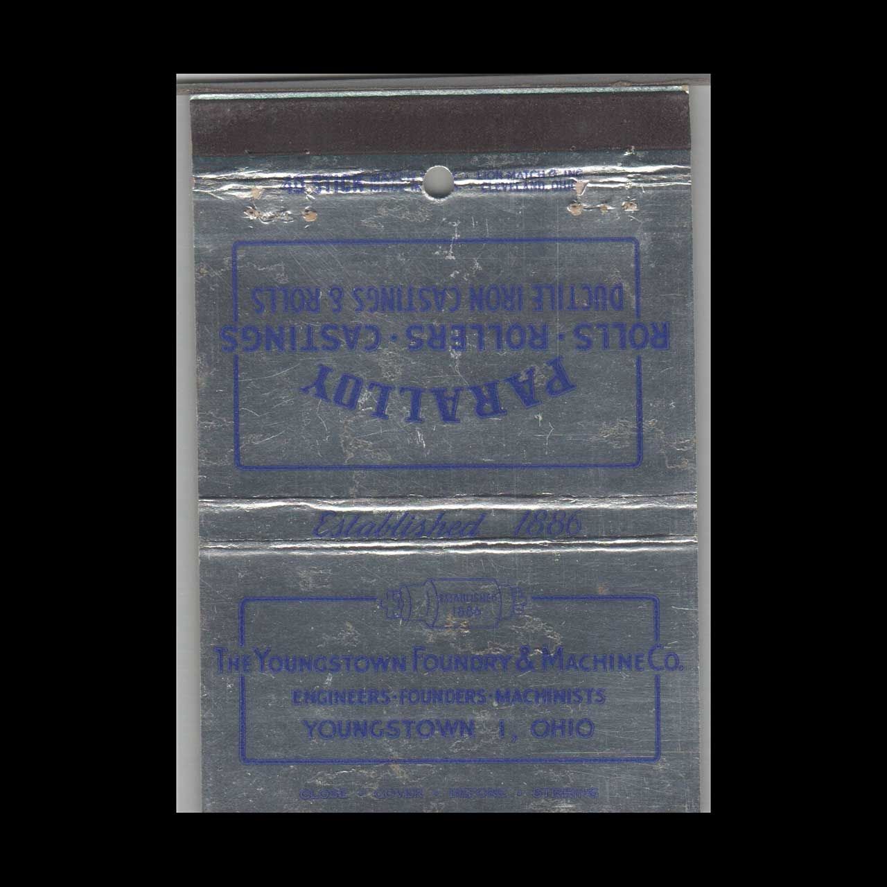The Youngstown Foundry &amp; Machine Co Youngstown OH Vintage Matchbook Advertising Cover
