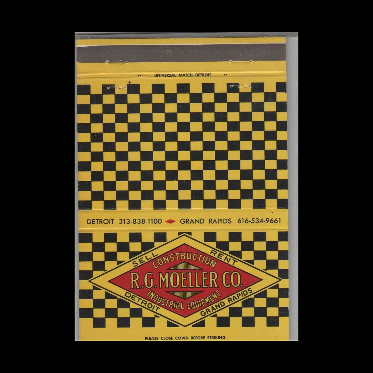 R.G. Moeller Co. Industrial Equipment Grand Rapids MI Vintage Matchbook Advertising Cover