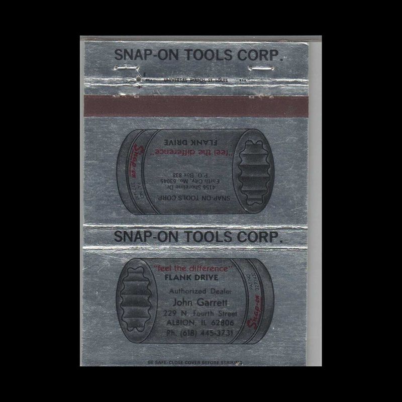 Snap-On Tools John Gareell Albion IL Vintage Matchbook Advertising Cover