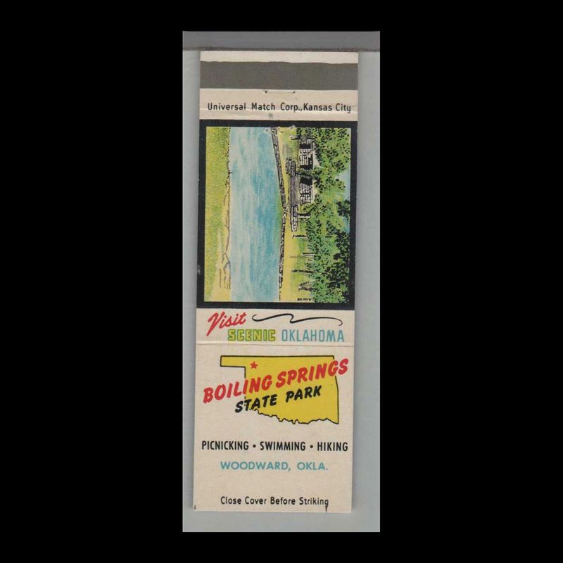 Oklahoma State Park - Boiling Springs State Park Woodward, OK Vintage Matchbook Advertising Cover