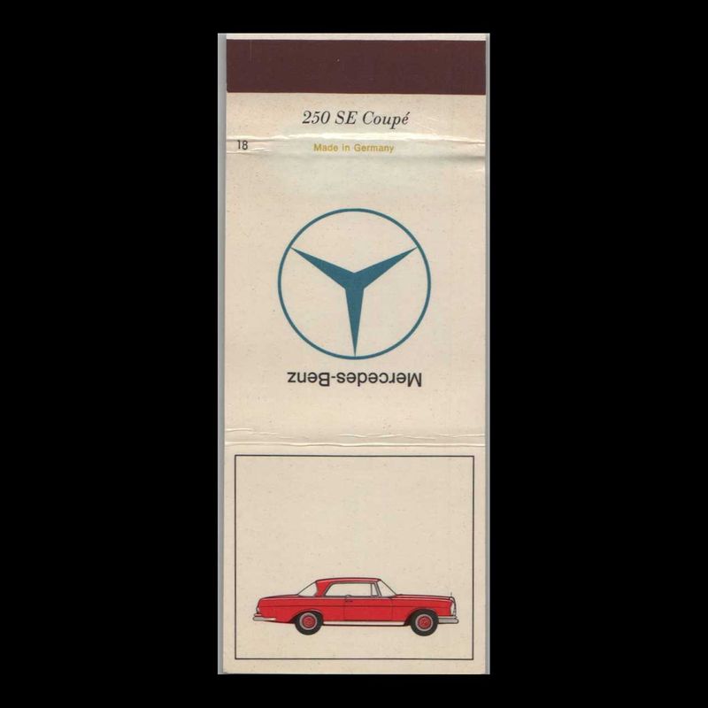Vintage Mercedes Benz 250 SE Coupe Vintage Matchbook Advertising Cover