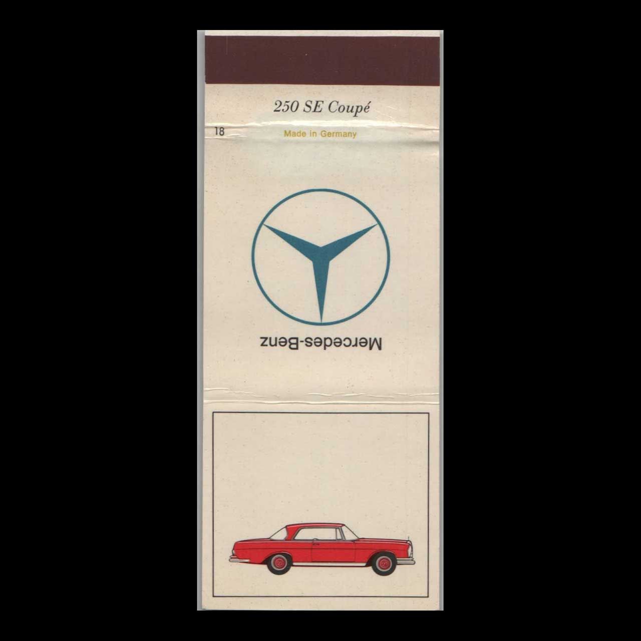 Vintage Mercedes Benz 250 SE Coupe Vintage Matchbook Advertising Cover