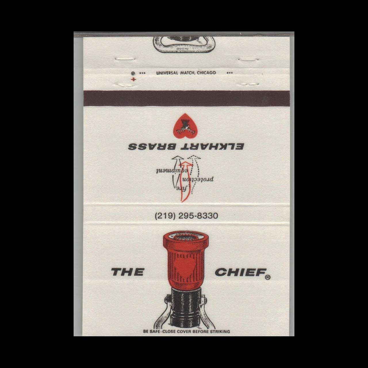 The Chief Fire Nozzle Elkhart IN Vintage Matchbook Advertising Cover