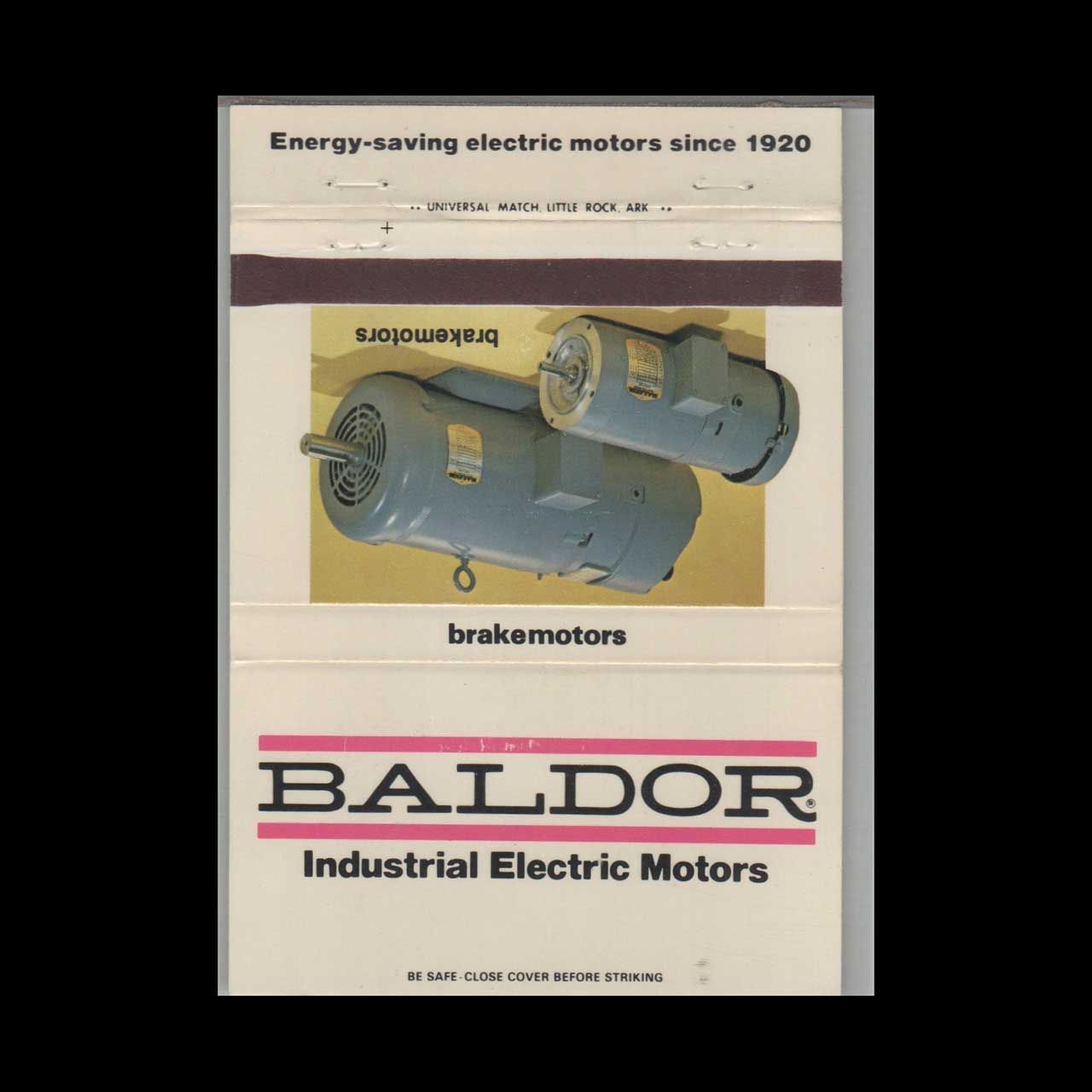 Baldor Industrial Electric Motors #12 Vintage Matchbook Advertising Cover