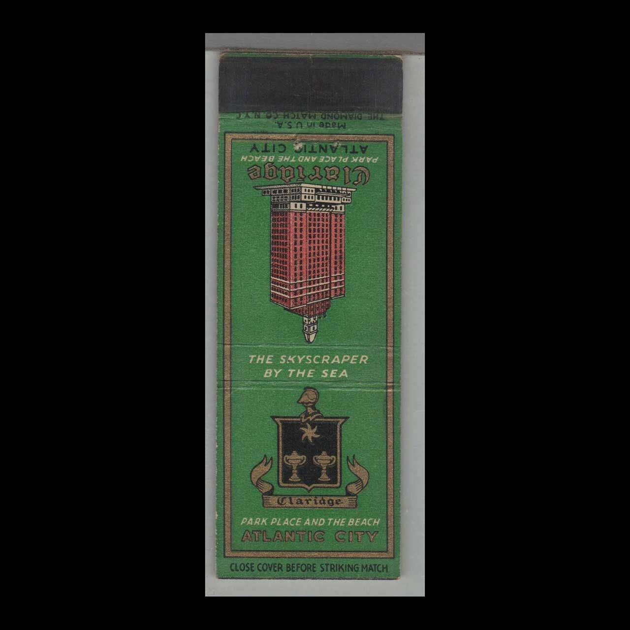 Claridge Hotel Atlantic City, NJ Vintage Matchbook Advertising Cover