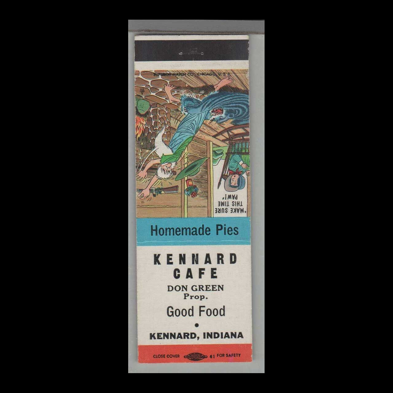 Kennard Cafe Kennard, IN Vintage Matchbook Advertising Cover