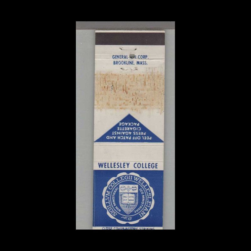 College - University- Wellesley College Wellesley, MA Vintage Matchbook Advertising Cover
