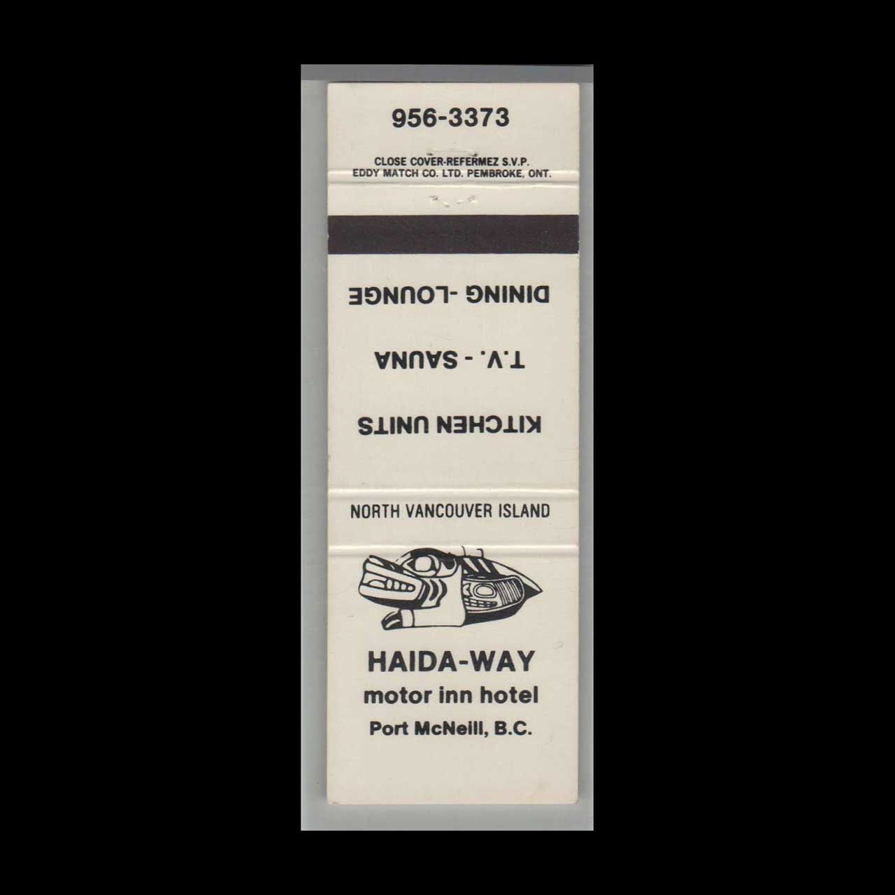Vintage Hotel Haida Way Motor Inn Hotel Port McNeill, BC Vintage Matchbook Advertising Cover