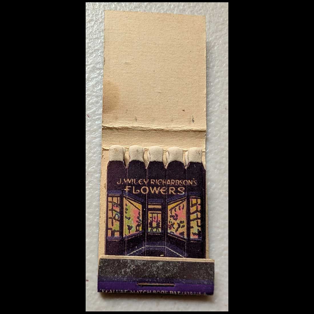 Feature Matchbook Full Book J. Wiley Richardsons Flowers Oklahoma City, OK Vintage Matchbook Advertising Cover