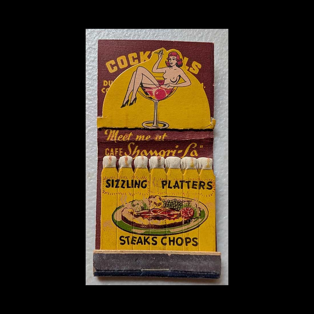 Feature Display Girlie Matchbook Full Book Cafe Shangri-La Grand Central Palace Vintage Matchbook Advertising Cover