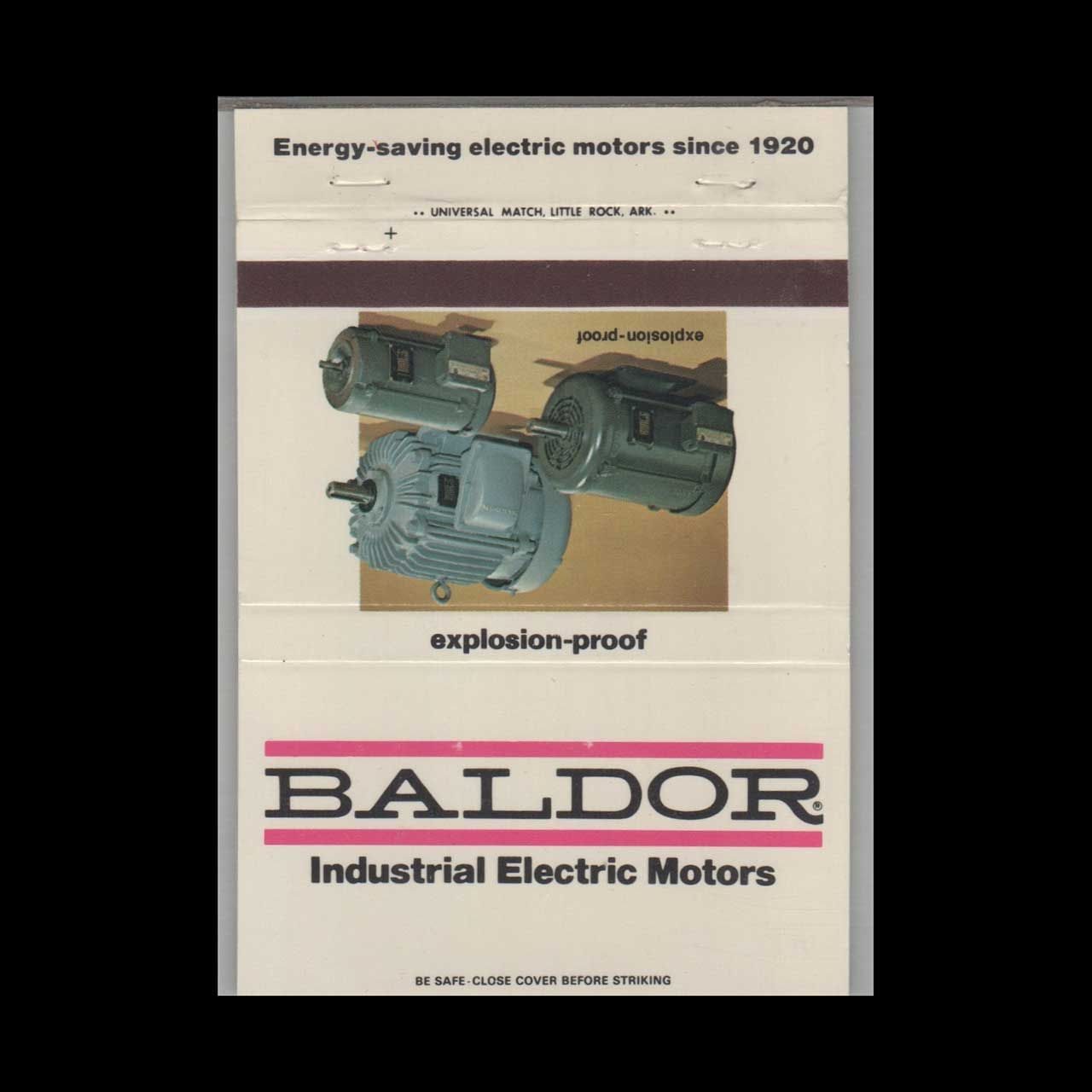 Baldor Industrial Electric Motors #10 Vintage Matchbook Advertising Cover