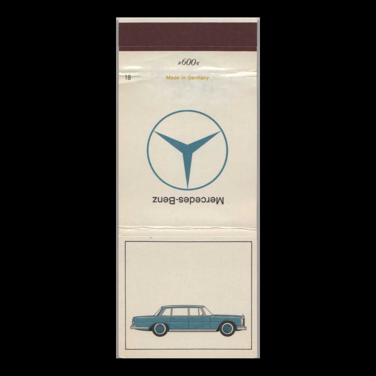 Vintage Mercedes Benz Model 600 Vintage Matchbook Advertising Cover