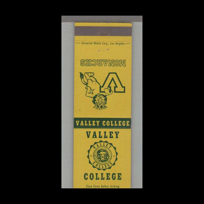 College - University- Valley College Monarchs Vintage Matchbook Advertising Cover