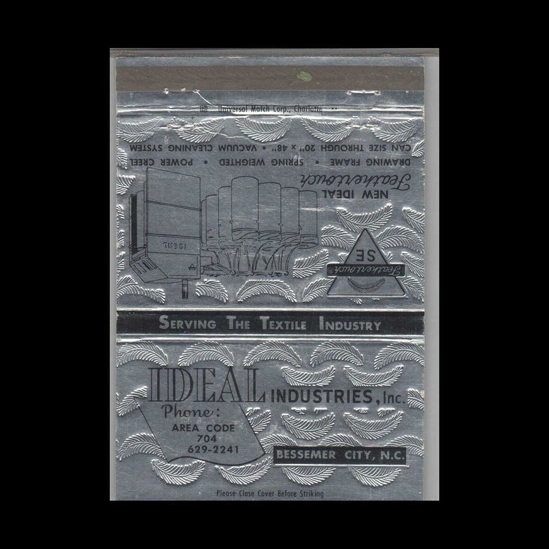 Ideal Industries Bessemer City NC Vintage Matchbook Advertising Cover
