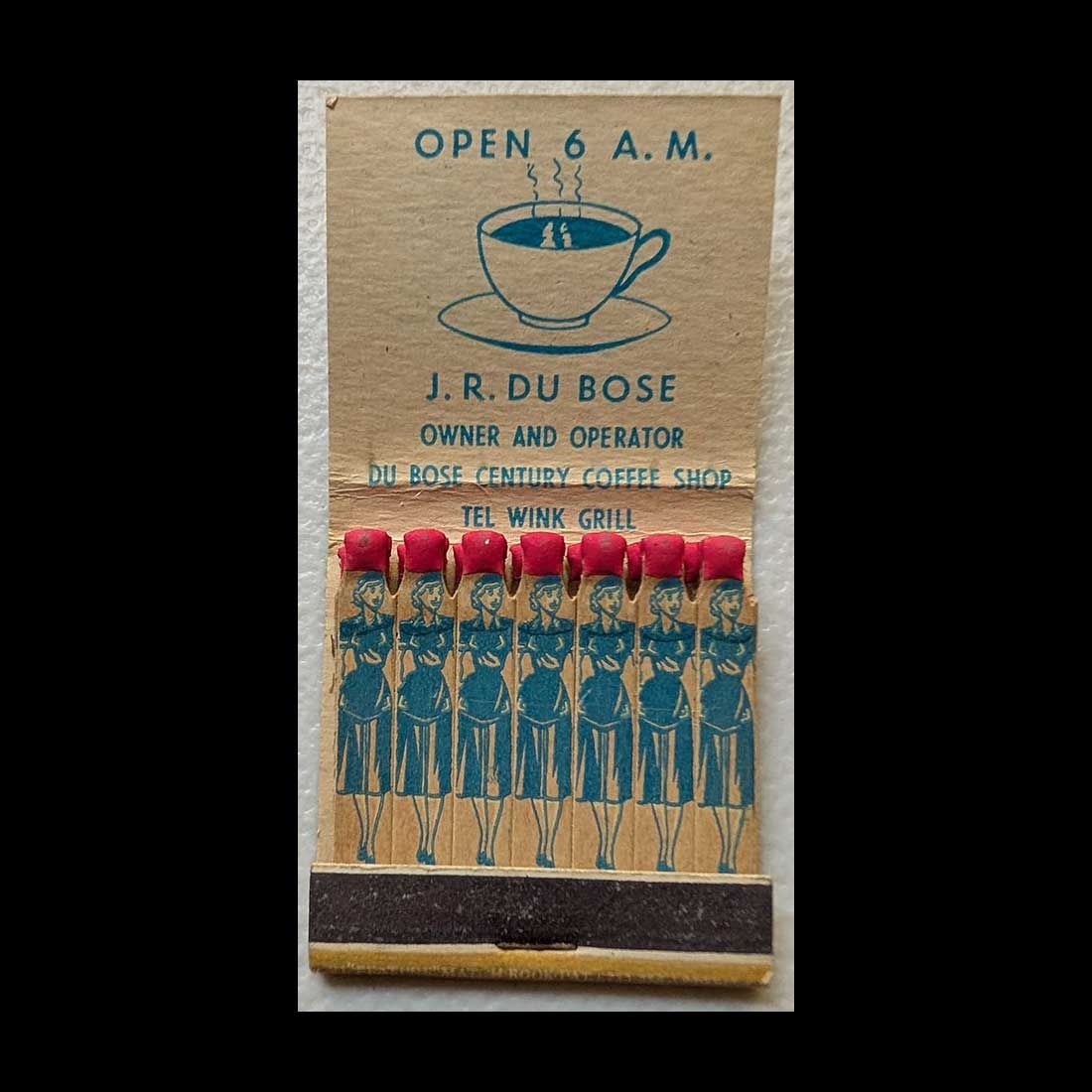 Feature Matchbook Full Book Century Coffee Shop Houston, TX Vintage Matchbook Advertising Cover