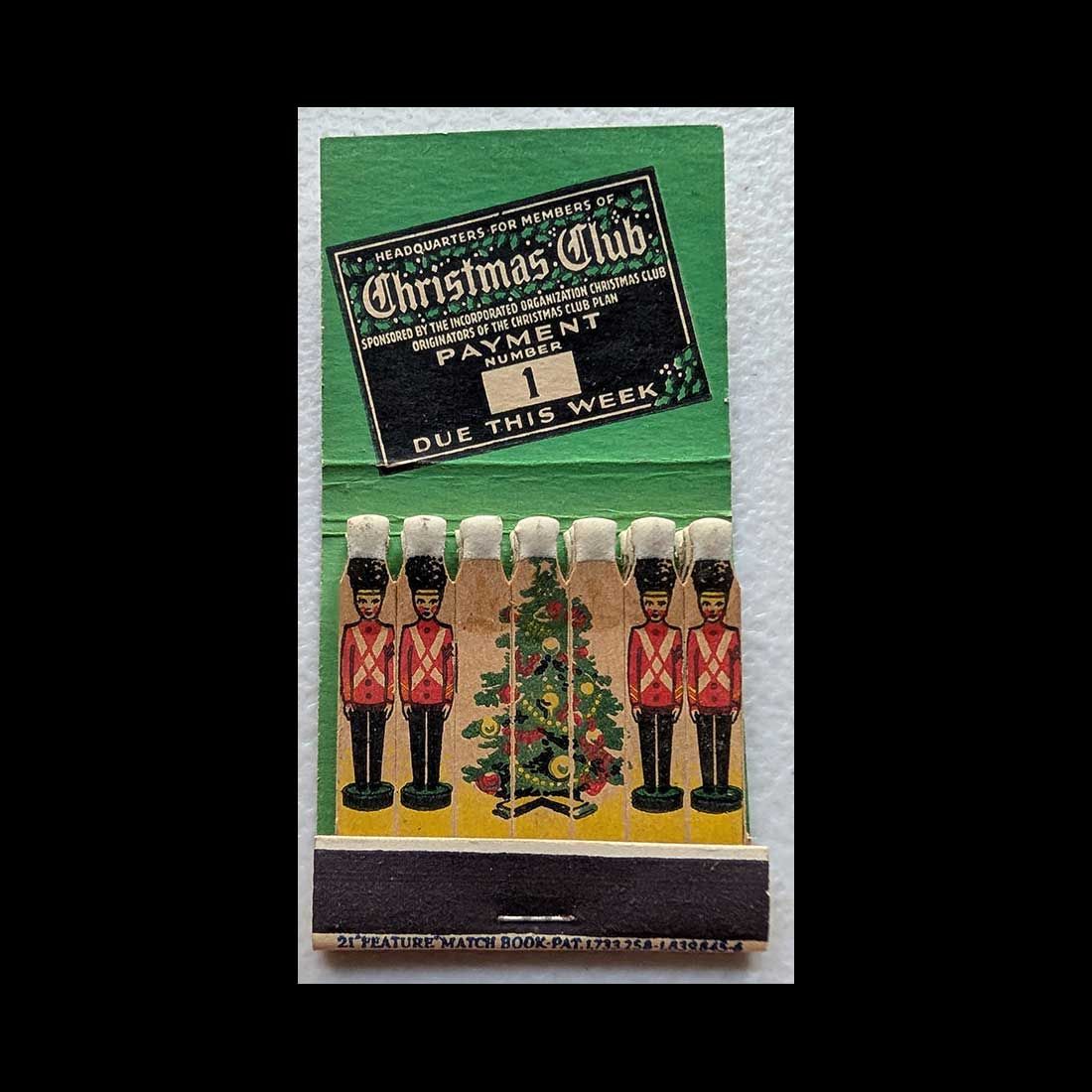 Feature Matchbook Full Book Santa Says Join Our Christmas Club Nazareth, PA Vintage Matchbook Advertising Cover
