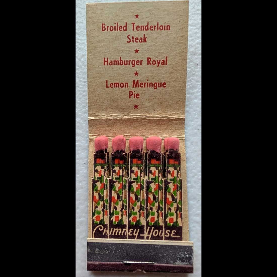 Feature Matchbook Full Book Chimney House Pennsauken, NJ Vintage Matchbook Advertising Cover