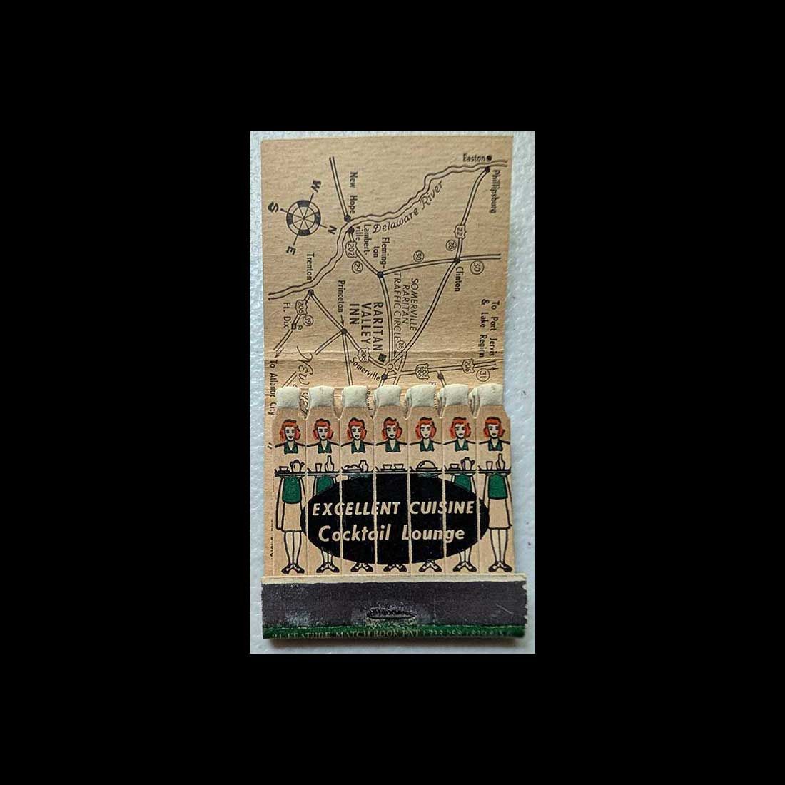 Feature Matchbook Full Book Raritan Valley Inn Restaurant Somerville, NJ Vintage Matchbook Advertising Cover