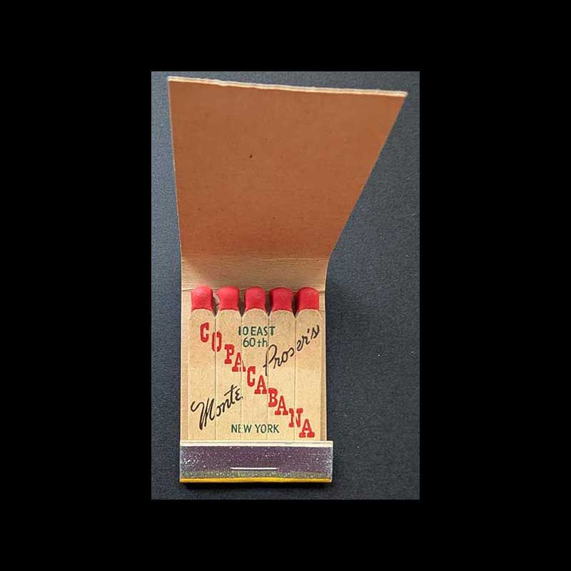 Feature Matchbook Full Book Monte Proser&#39;s Copacabana Night Club Vintage Matchbook Advertising Cover