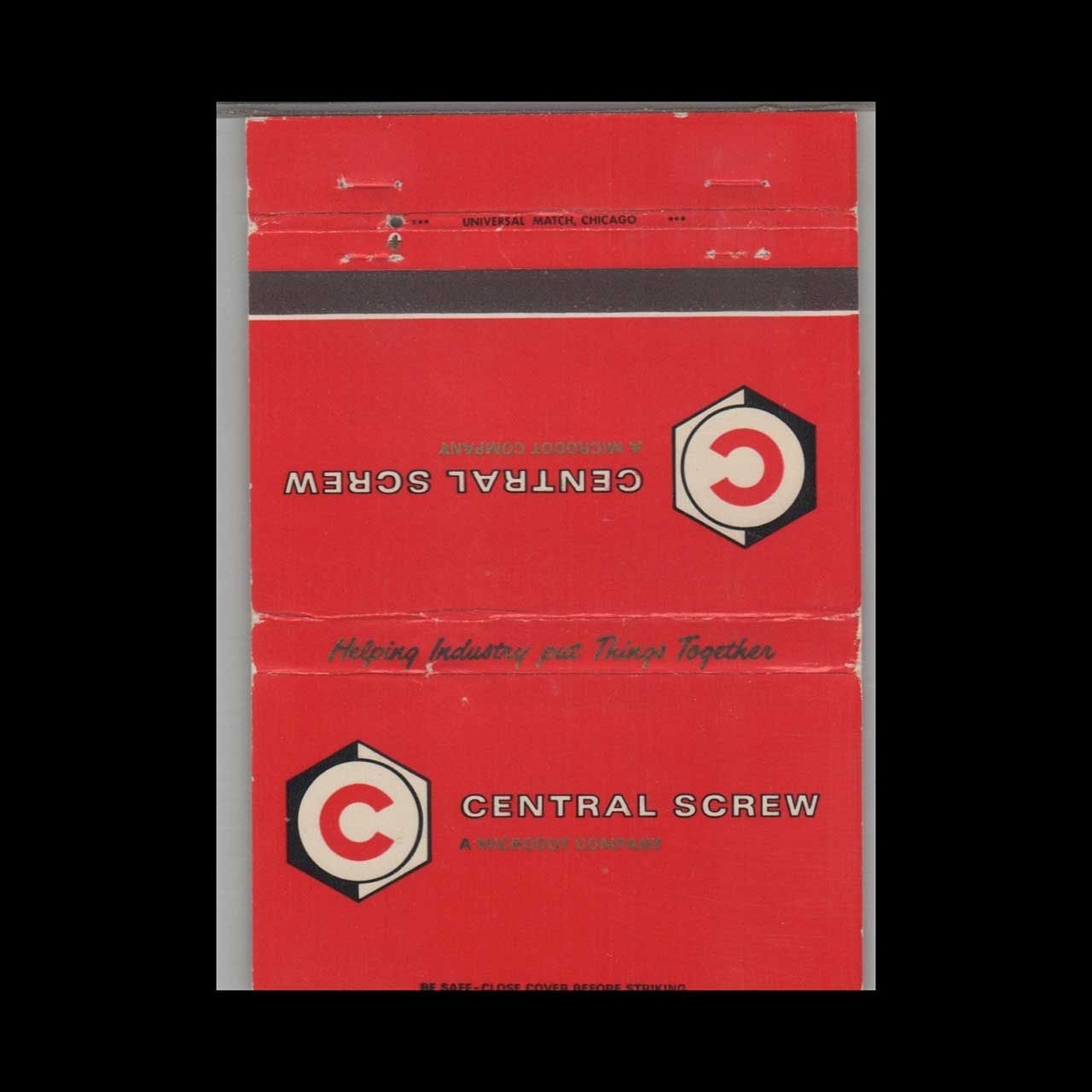 Central Screw Co. Vintage Matchbook Advertising Cover