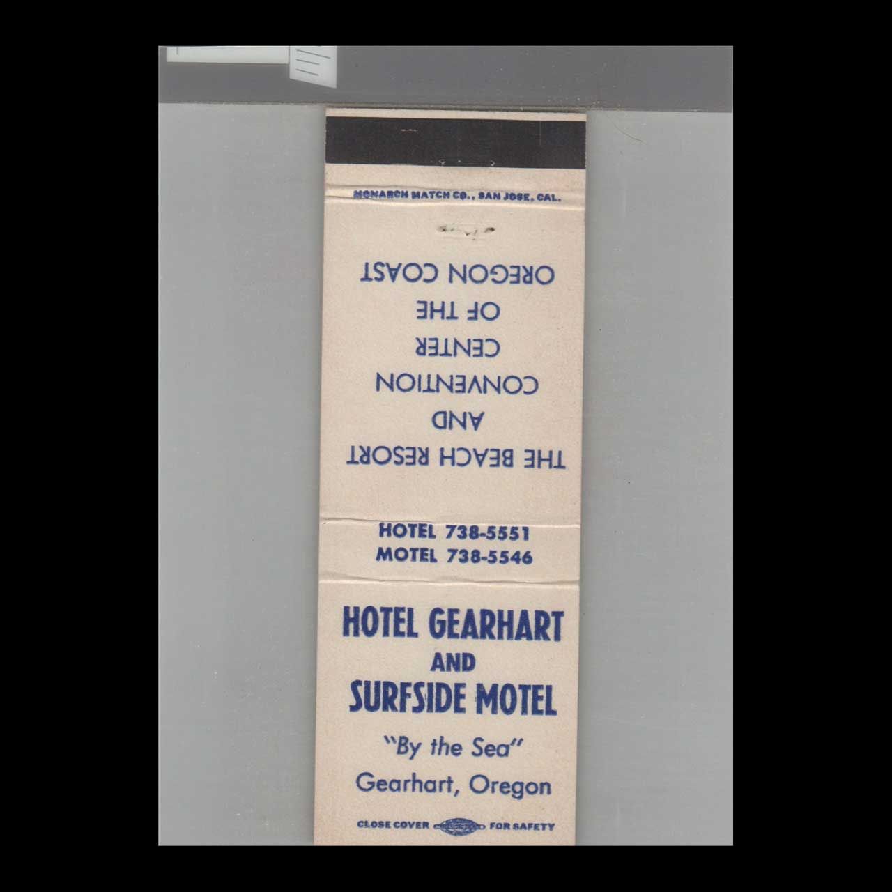 Hotel Gearhart &amp; Sunnyside Motel Gearhart, OR Vintage Matchbook Advertising Cover