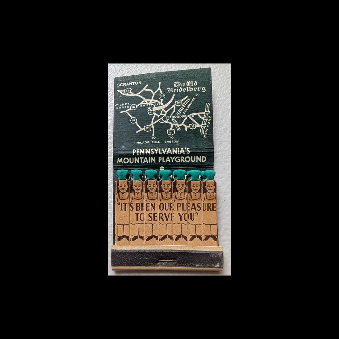 Feature Matchbook Full Book The Old Heidelberg Restaurant Swiftwater, PA Vintage Matchbook Advertising Cover