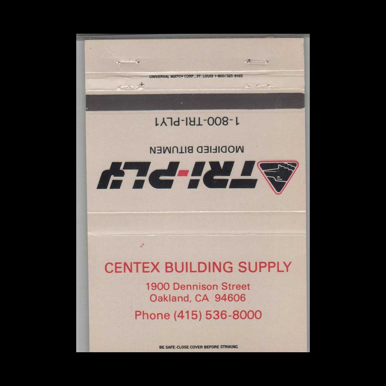 Centex Building Supply Oakland CA Vintage Matchbook Advertising Cover
