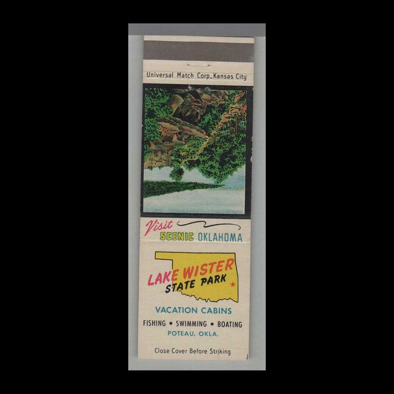 Oklahoma State Park - Lake Wister State Park Poteau, OK Vintage Matchbook Advertising Cover