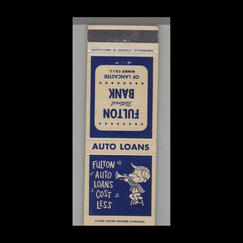 Music Related -  Fulton National Bank Of Lancaster, PA Vintage Matchbook Advertising Cover