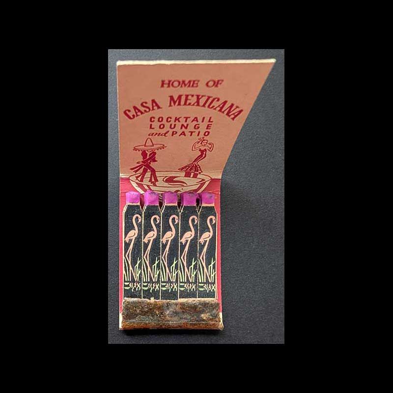 Feature Matchbook Full Book Flamingo  Casa Mexicana Cocktail Lounge Chicago, IL Vintage Matchbook Advertising Cover