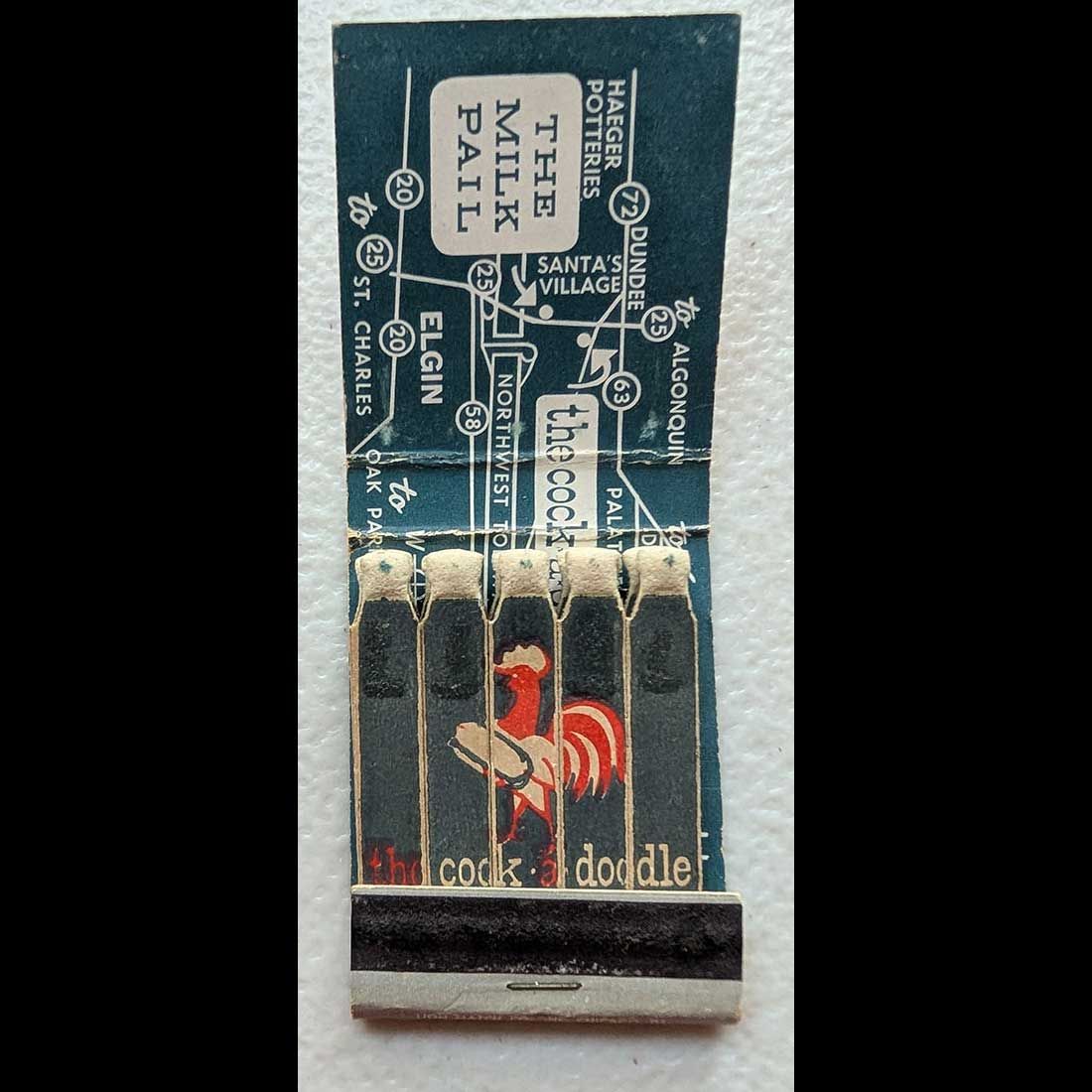 Feature Matchbook Full Book The Cock A Doodle Restaurant Dundee, IL Vintage Matchbook Advertising Cover