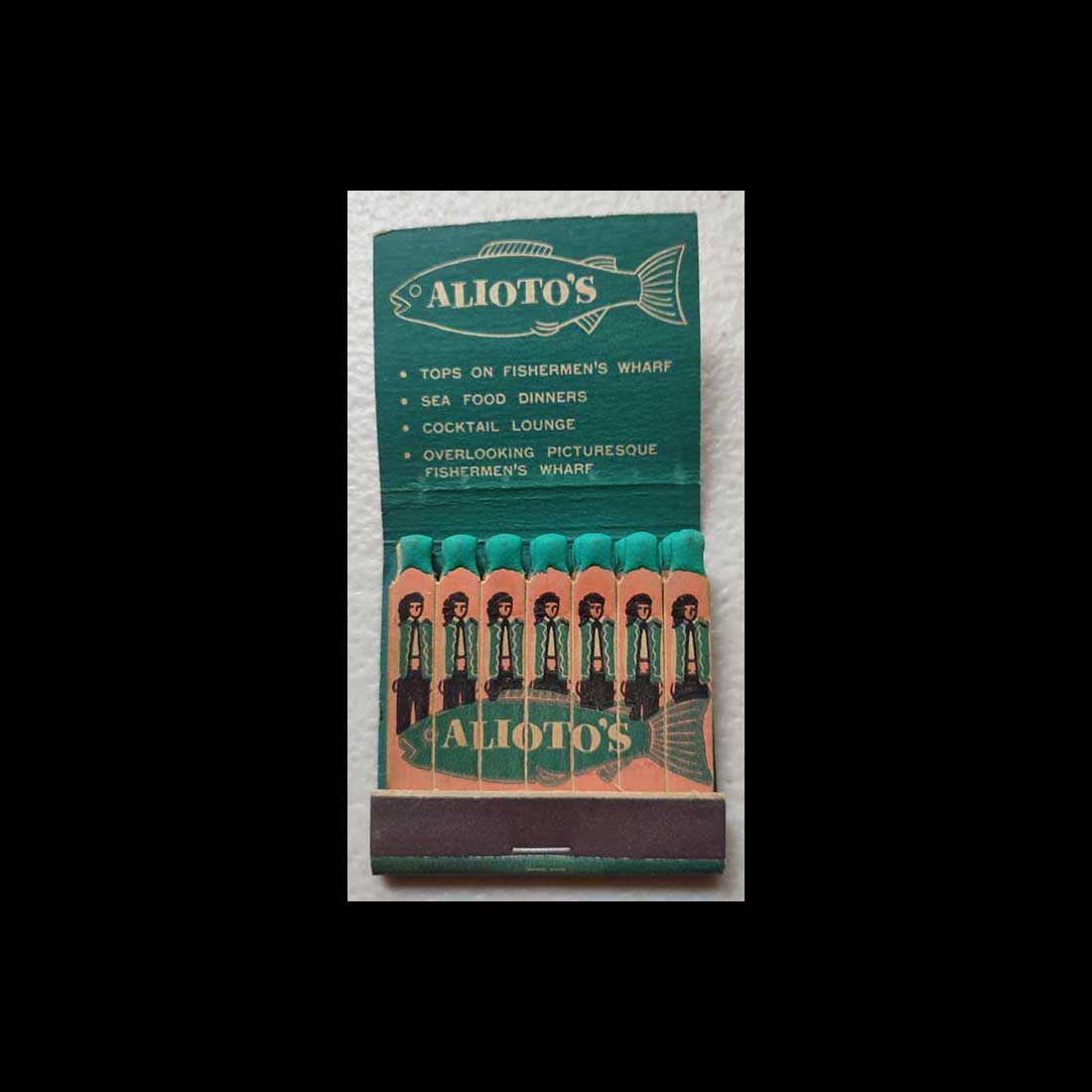 Vintage Feature Matchbook Alito&#39;s Restaurant On Fisherman&#39;s Wharf San Francisco Vintage Matchbook Advertising Cover