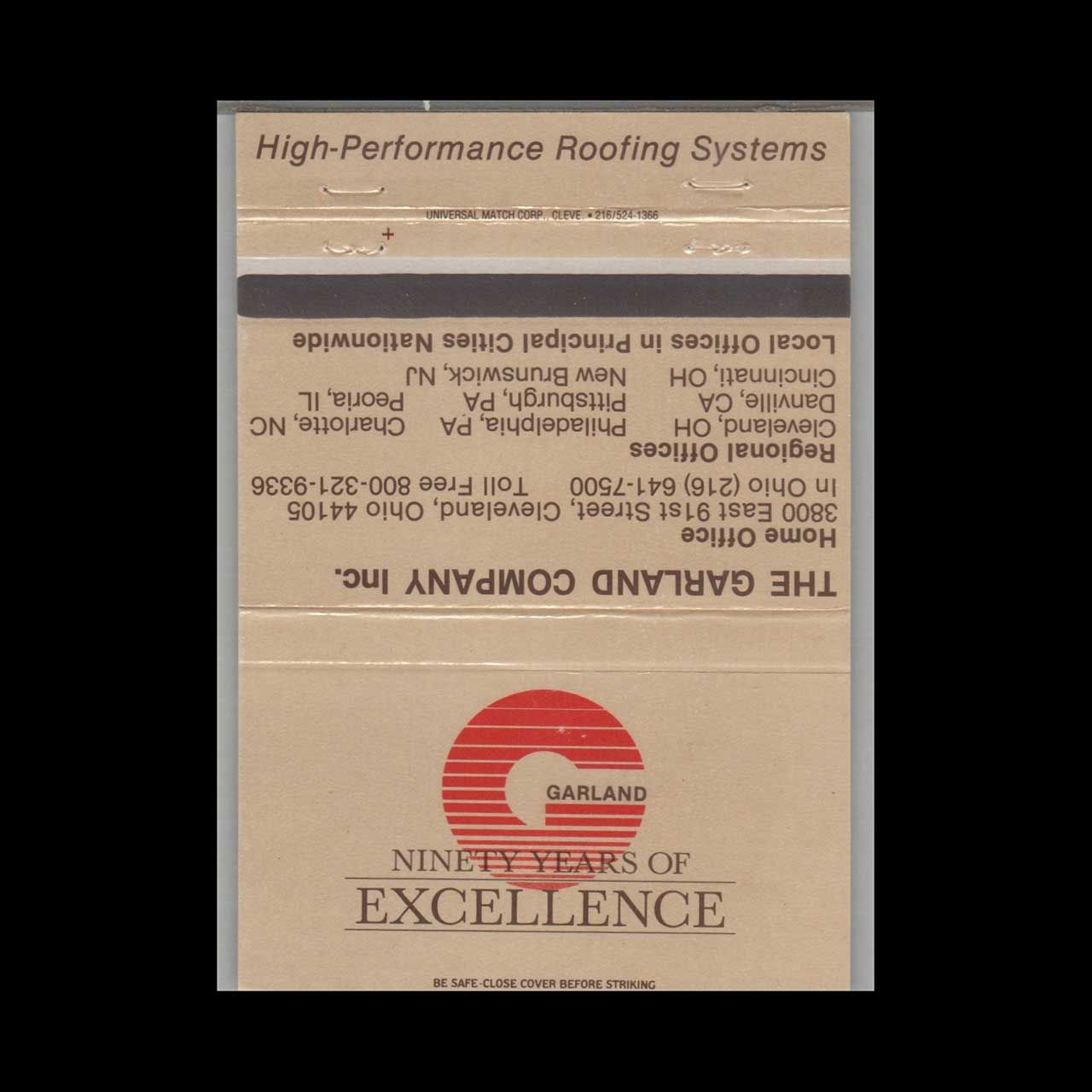 The Garland Company Pittsburgh PA Vintage Matchbook Advertising Cover