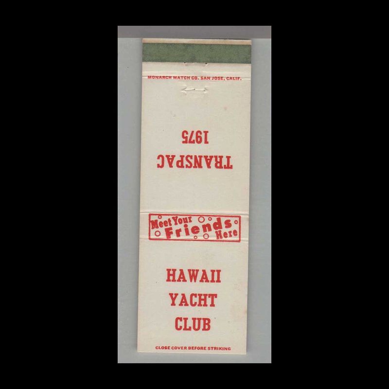 Hawaii Hawaii Yacht Club Transpac 1975 Vintage Matchbook Advertising Cover